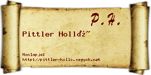 Pittler Holló névjegykártya